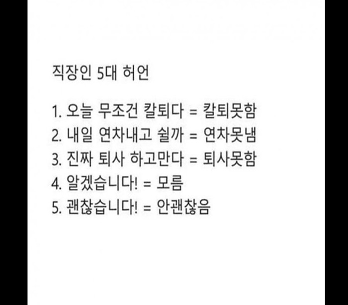 직장인 5대 허언