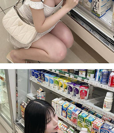 편의점에서 알가슴골 노출하는 쏘블리