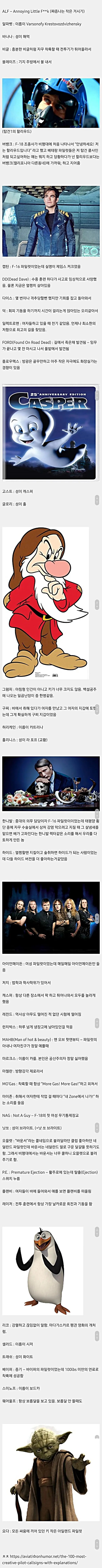 싱글벙글 미군 파일럿 콜사인