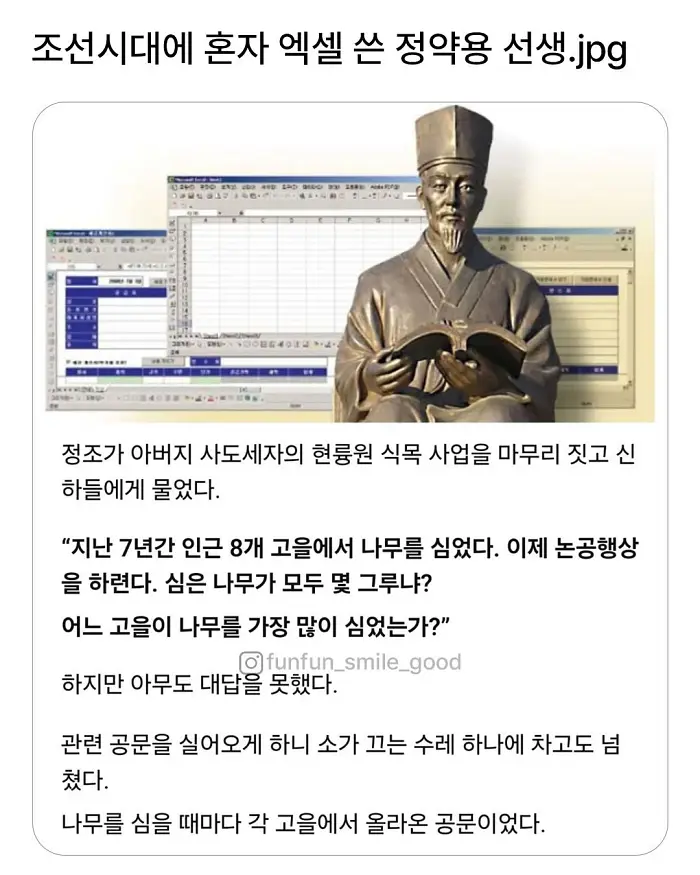 조선시대에 혼자 엑셀 쓴 정약용