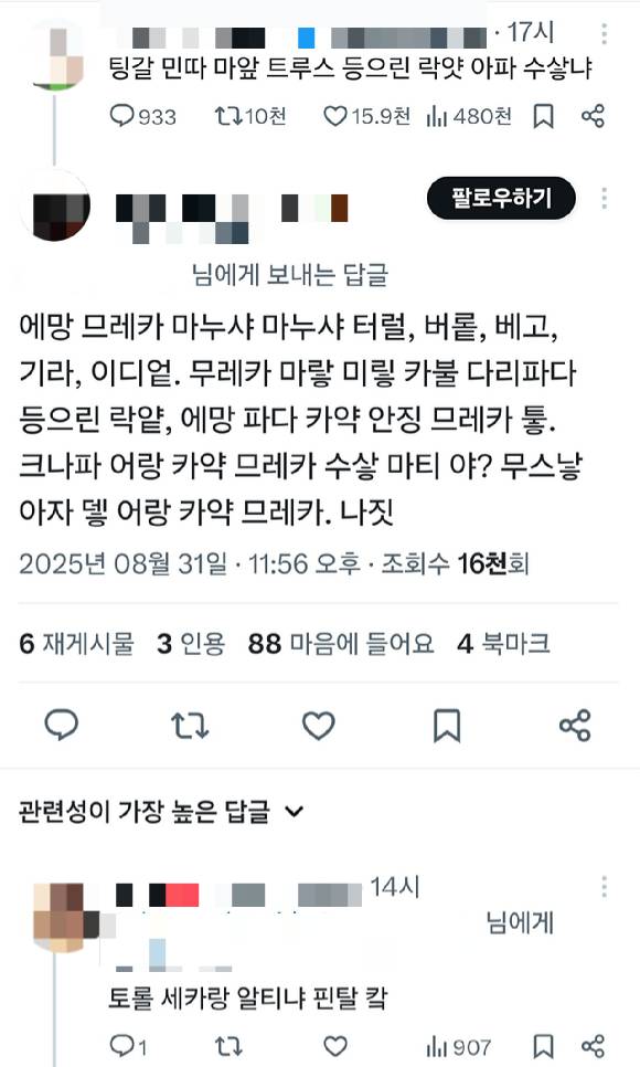 어느 반정부 시위대의 암호문자