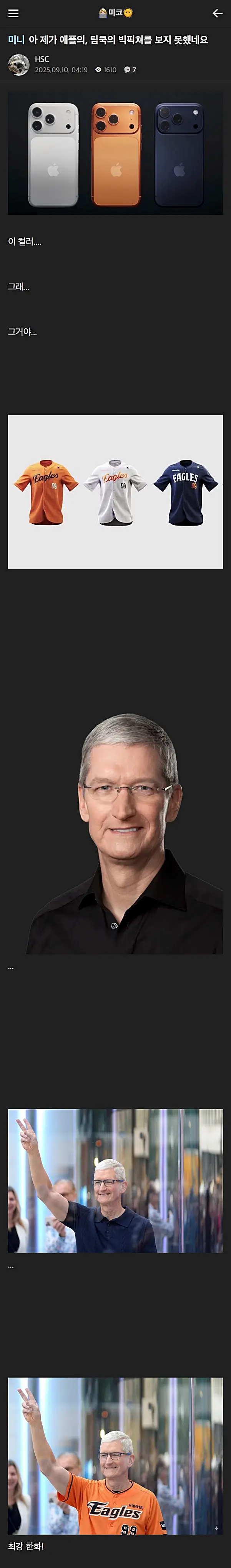 아이폰 17프로의 색상으로 밝혀진 팀쿡의 새 취미