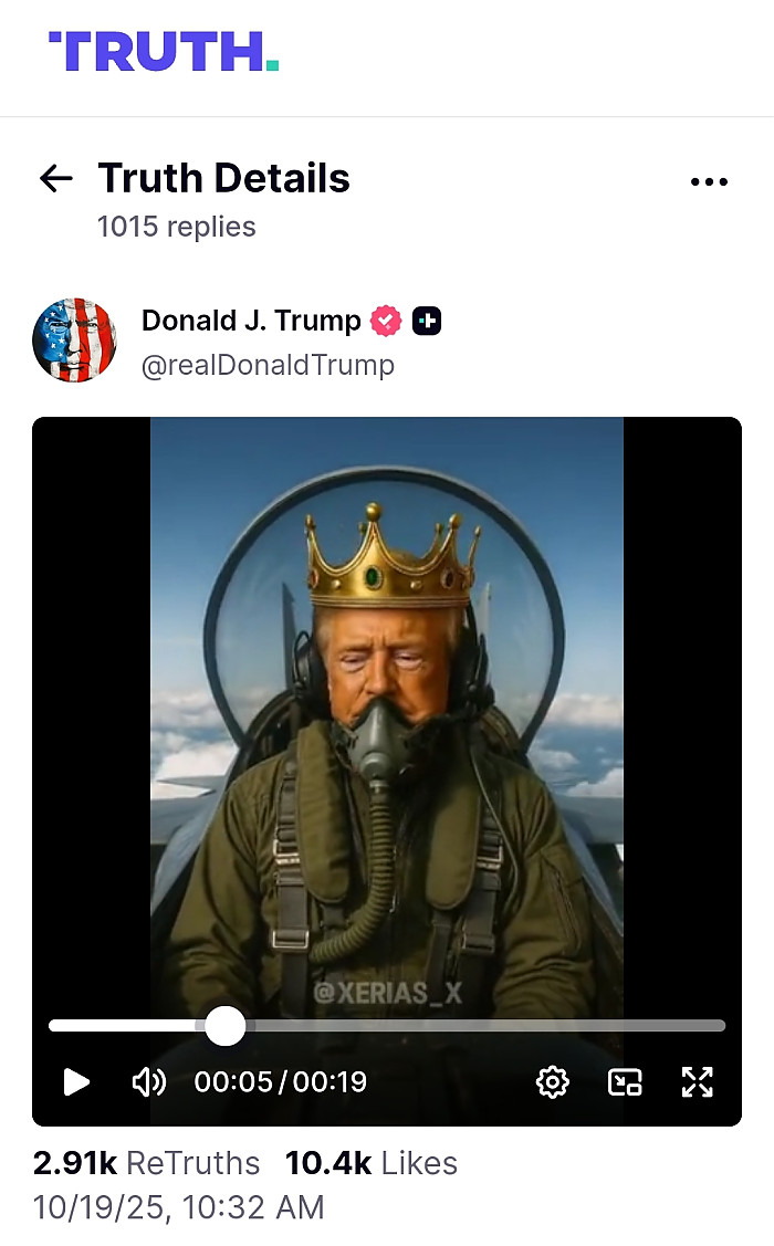 미국 No kings(반트럼프) 시위에 대한 트럼프의 반응